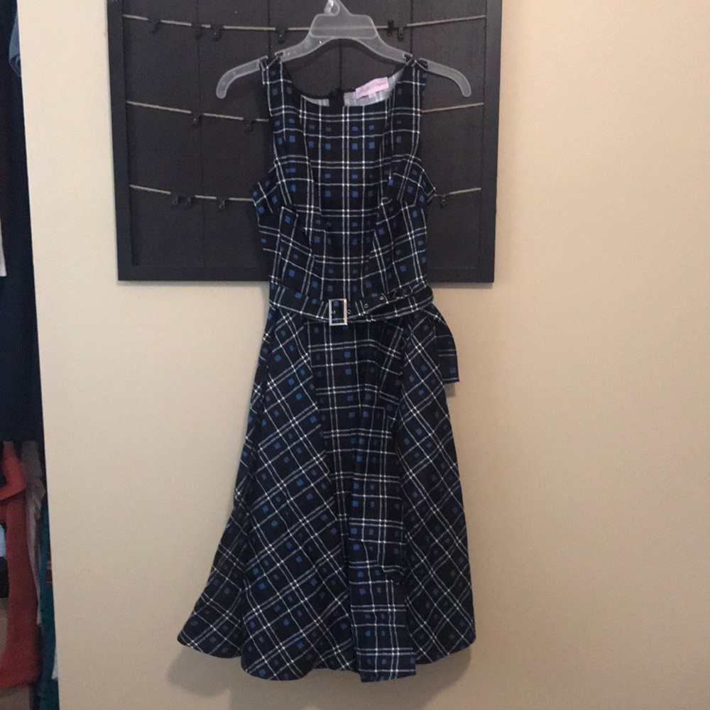 Belle Poque Vintage Sleeveless Cocktail PlaidDress